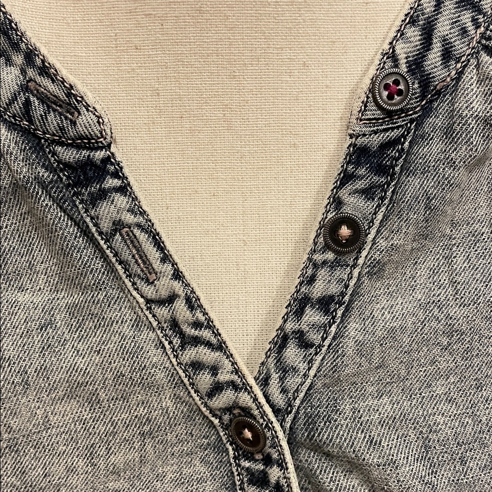 Anthropologie Pilcro Lorelei Tunic Dress Washed Denim Chambray Size 6 - Picture 6 of 14
